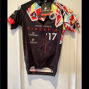Hincapie Gran Fondo Cycling Jersey Full Zip Black with Multicolor Accents Small
